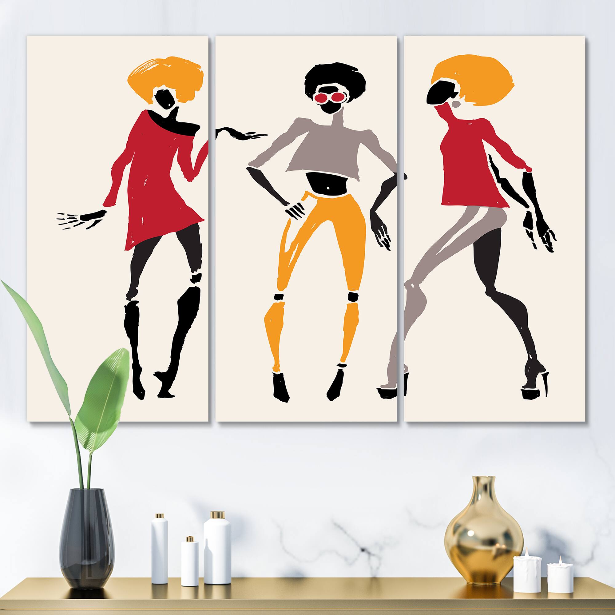 Designart - African American Women Silhouettes I - Modern Canvas Wall Art Print
